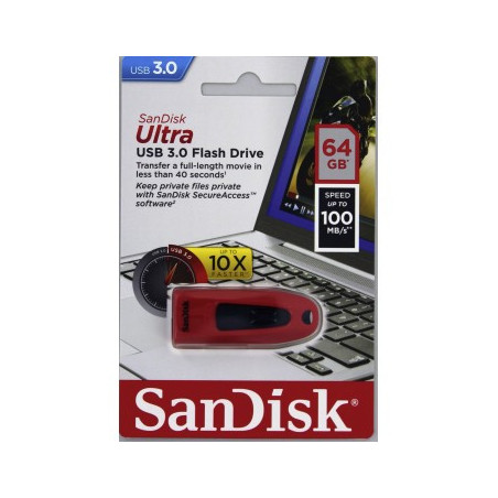 SanDisk Ultra/64GB/USB 3.0/USB-A/Červená