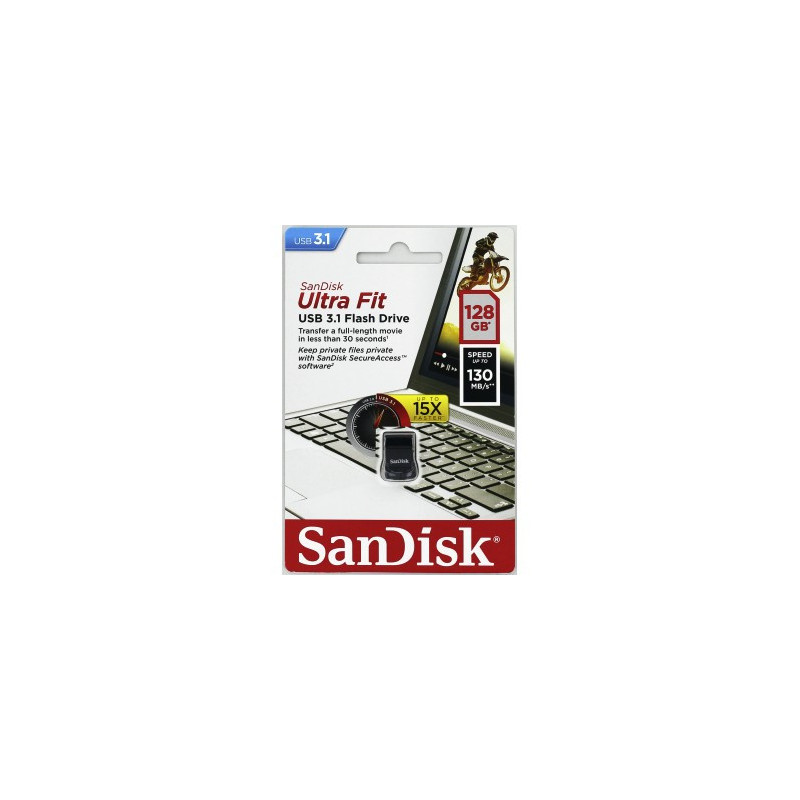 SanDisk Ultra Fit/128GB/USB 3.1/USB-A/Čierna