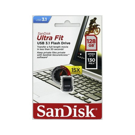 SanDisk Ultra Fit/128GB/USB 3.1/USB-A/Čierna