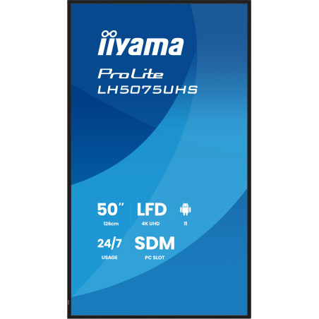 50" iiyama LH5075UHS-B2AG:VA,4K UHD,Android,24/7