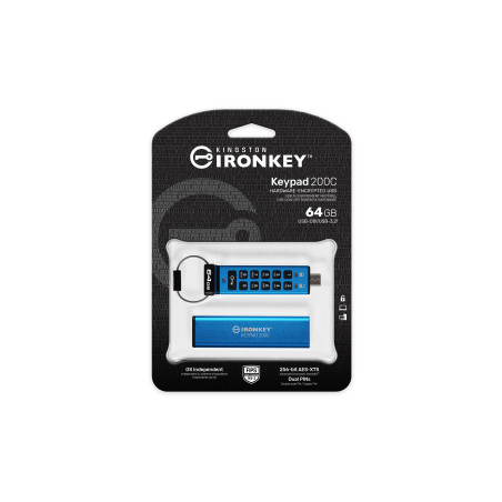Kingston Ironkey Keypad 200C/64GB/USB 3.0/USB-C/Modrá