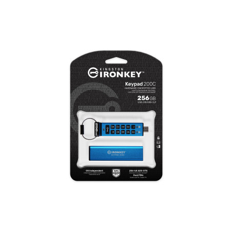 Kingston Ironkey Keypad 200C/256GB/USB 3.0/USB-C/Modrá
