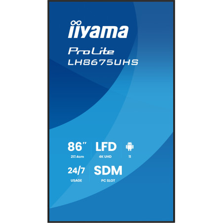 86" iiyama LH8675UHS-B2AG: IPS, 4K, 24/7, Android 11
