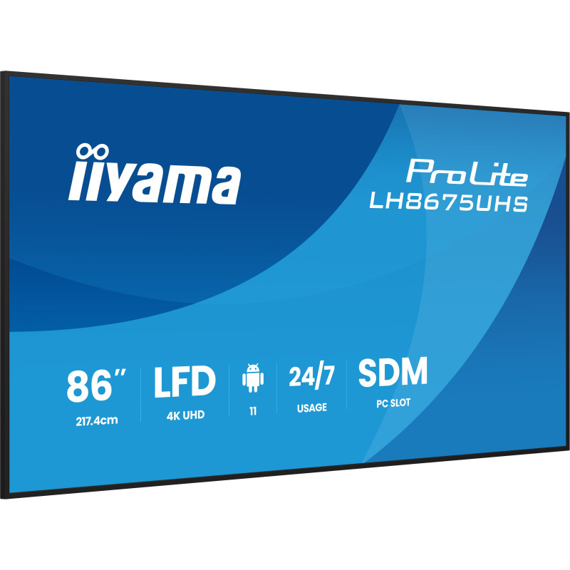86" iiyama LH8675UHS-B2AG: IPS, 4K, 24/7, Android 11