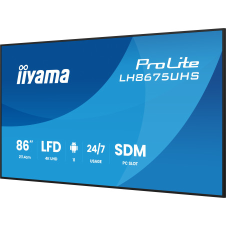 86" iiyama LH8675UHS-B2AG: IPS, 4K, 24/7, Android 11