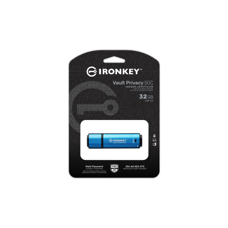 Kingston Ironkey Vault Privacy 50C/32GB/USB 3.2/USB-C/Modrá