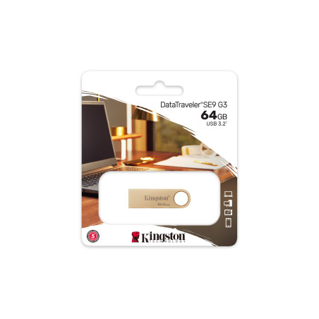 DataTraveler SE9 G3/64GB/USB 3.2/USB-A/Zlatá