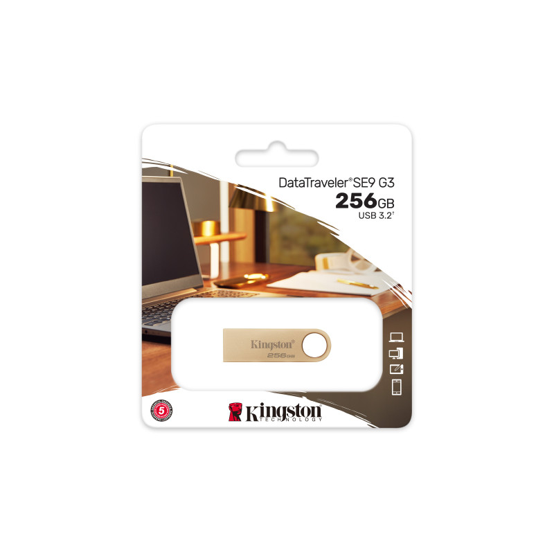 DataTraveler SE9 G3/256GB/USB 3.2/USB-A/Zlatá