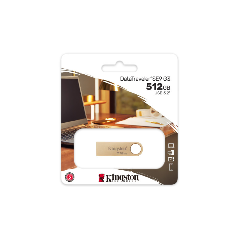 DataTraveler SE9 G3/512GB/USB 3.2/USB-A/Zlatá