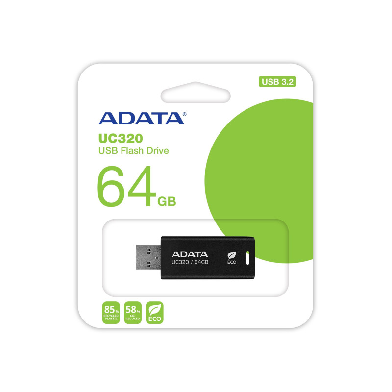 ADATA UC320/64GB/USB 3.2/USB-A/Čierna