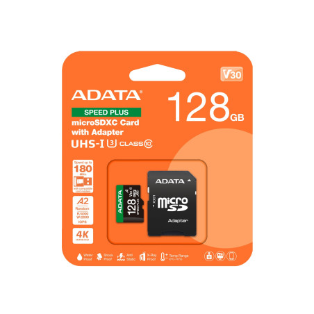 Adata Speed Plus/Micro SD/128GB/UHS-I U3/Class 10/+ Adaptér