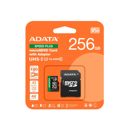 Adata Speed Plus/Micro SD/256GB/UHS-I U3/Class 10/+ Adaptér
