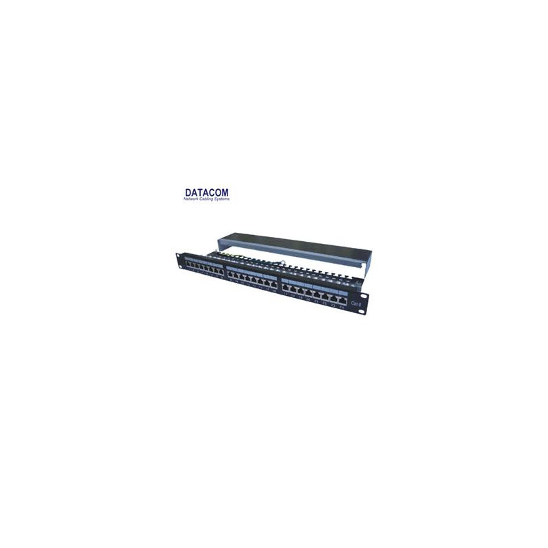 DATACOM Patch panel 24p.CAT6 1U 3x8 LSA, STP 19" čierny s vyviazaním
