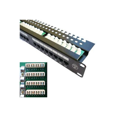 DATACOM Patch panel 24x RJ-45, Cat5e UTP, 19" s vyviazaním, horný zárez