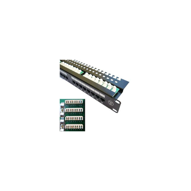 DATACOM Patch panel 24x RJ-45, Cat5e UTP, 19" s vyviazaním, horný zárez