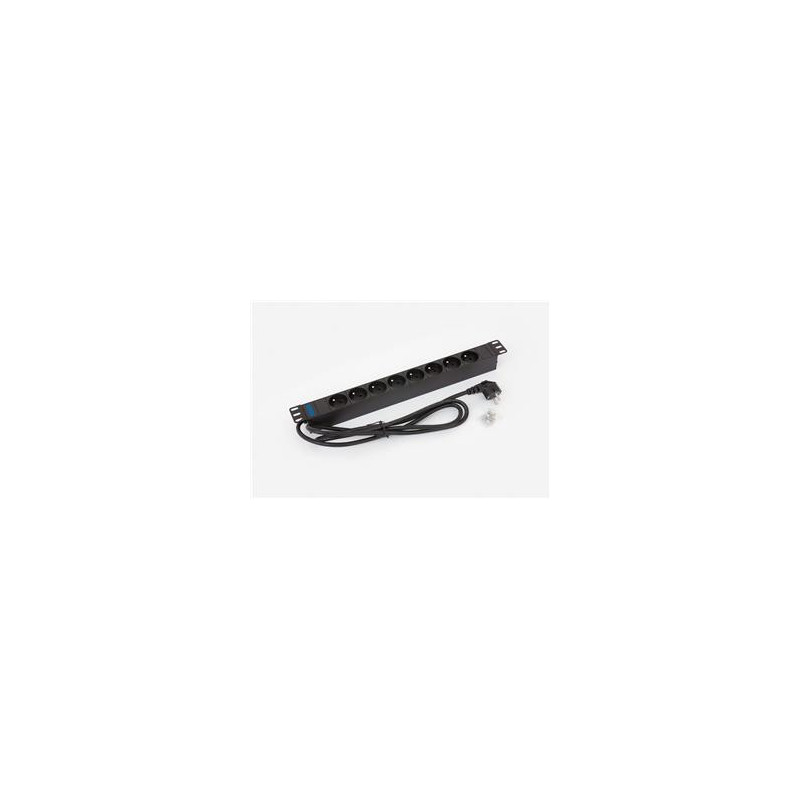 19" 8xCZ zásuvka, 3x1.5mm 2m kábel CZ-DE, RAL9005
