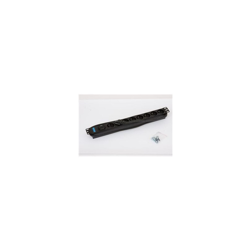 19" 8xCZ zásuvka, bleskoistka, 3x1.5mm 2m RAL9005