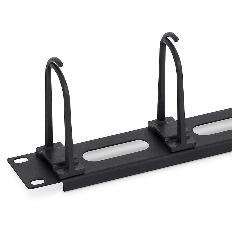 19" vyvaz.panel 1U, 6xháčik veľký, oválne otv., čierny