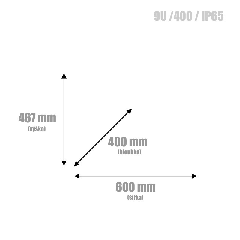 Datacom 19"vonkajší rozvádzač 9U/600x400 IP65 sivý
