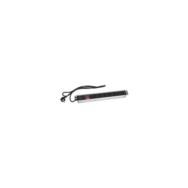 19" napájací panel OC 5x230V+2xIEC 2m PPO SW Black