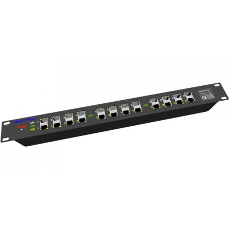 POE Gigabitový Patch panel Cat5 19" 12port 1U