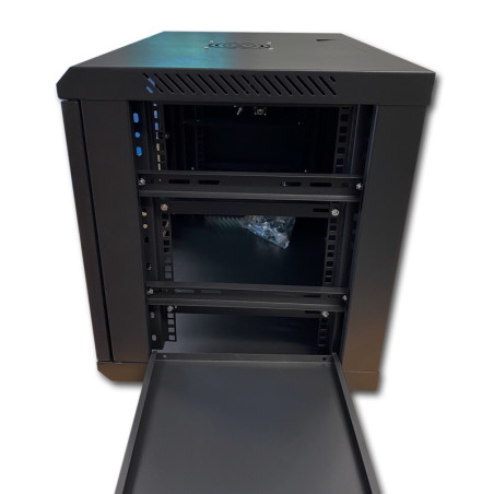 Datacom 19" rozvádzač 9U/450 mm (sklo) čierny