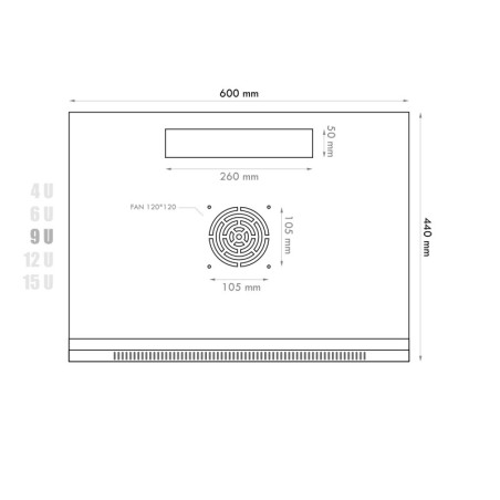 Datacom 19" rozvádzač 9U/450 mm (sklo) čierny