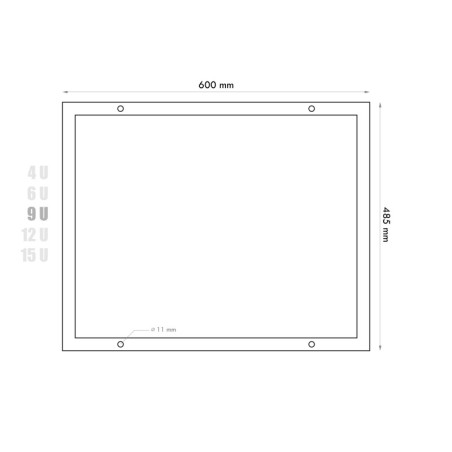 Datacom 19" rozvádzač 9U/450 mm (sklo) čierny