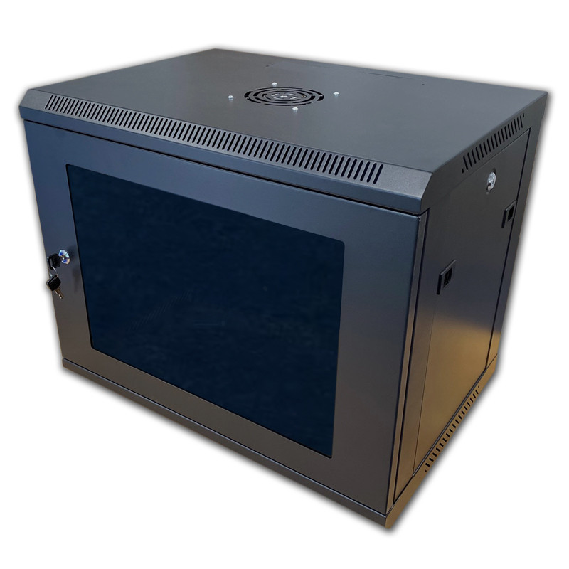 Datacom 19" rozvádzač 9U/450 mm (sklo) čierny