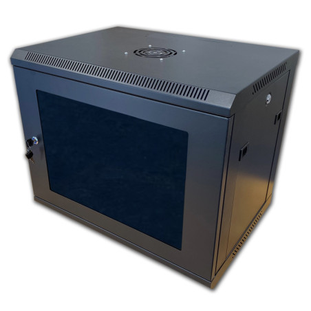 Datacom 19" rozvádzač 9U/450 mm (sklo) čierny