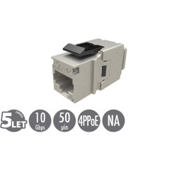 Rýchlozarezávacie keystone Solarix CAT6A STP SXKJ-10G-STP-BK-NA Component Level a 4PPoE certifikácia