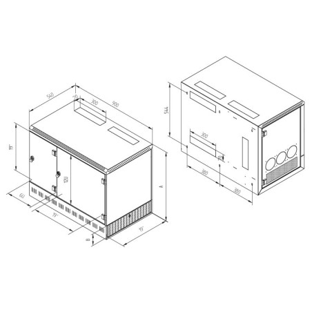 19| rozv.nást.12U/900x540mm+2U,server vpravo,čierny