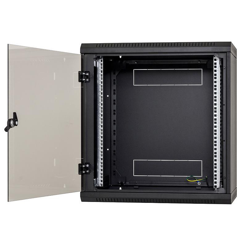 Násten.rack jednodielny 18U/495mm plech.dvere čierny