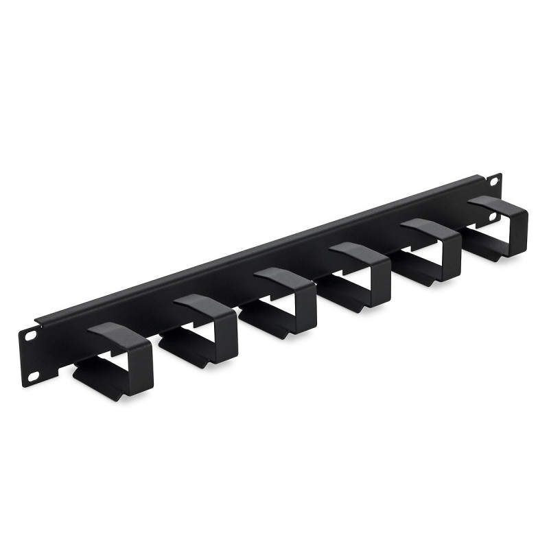 19" vyväzovací panel 1U 6x háčik 70x27mm čierny kov