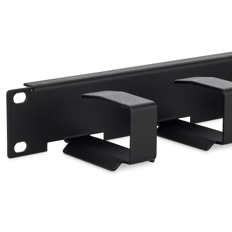19" vyväzovací panel 1U 6x háčik 70x27mm čierny kov