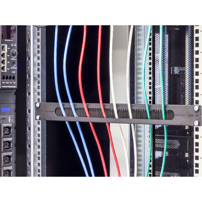 19" priechodný panel 1U rozdelený horizont. 350x21mm čierny