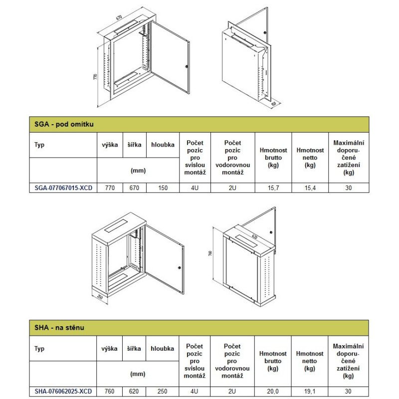 Hybridný rack silový SGA-077067015-CCD pod omietku