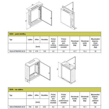 Hybridný rack silový SGA-077067015-CCD pod omietku