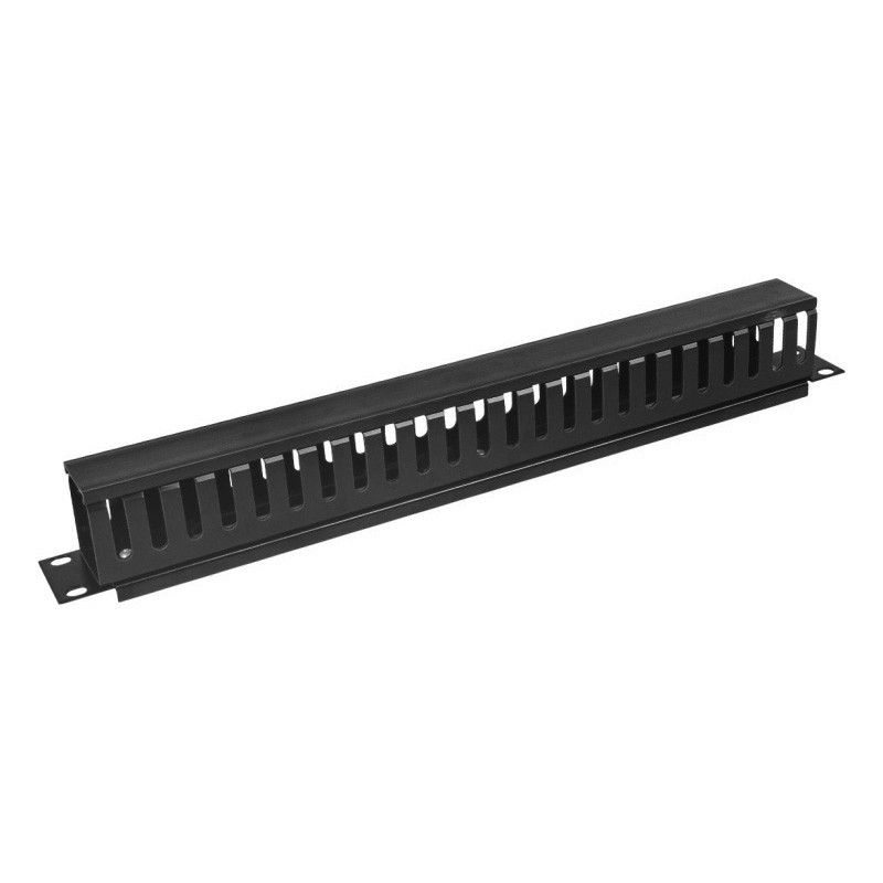 19" vyväzovací panel 1U jednostr.plast.lišta (BK)