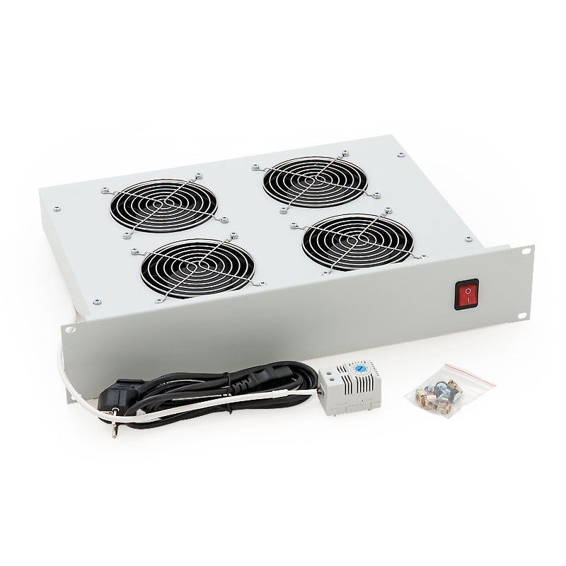 19" horiz.vent.j.4xVent.-220V/92W termost.2U sivá