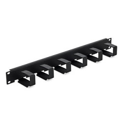 19" vyväzovací panel 1U 6x háčik 70x27mm sivý kov