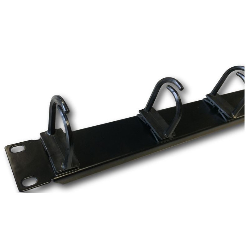 19" vyväzovací panel 1U 5x plast oko 3x3cm čierny