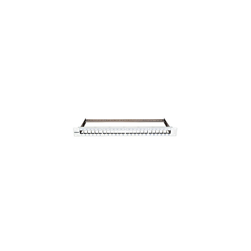 19" patchpanel pre max. 24 keystone, neosadený, 1U, RAL 7035