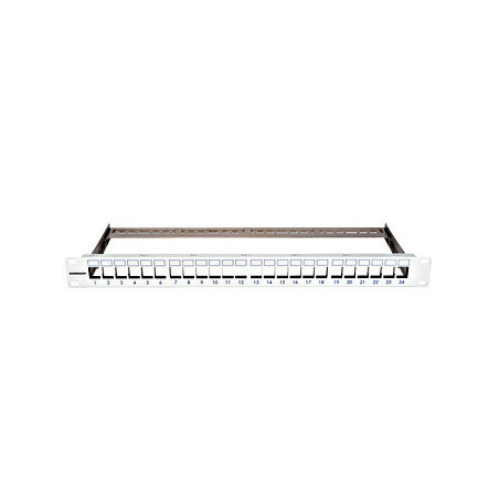 19" patchpanel pre max. 24 keystone, neosadený, 1U, RAL 7035
