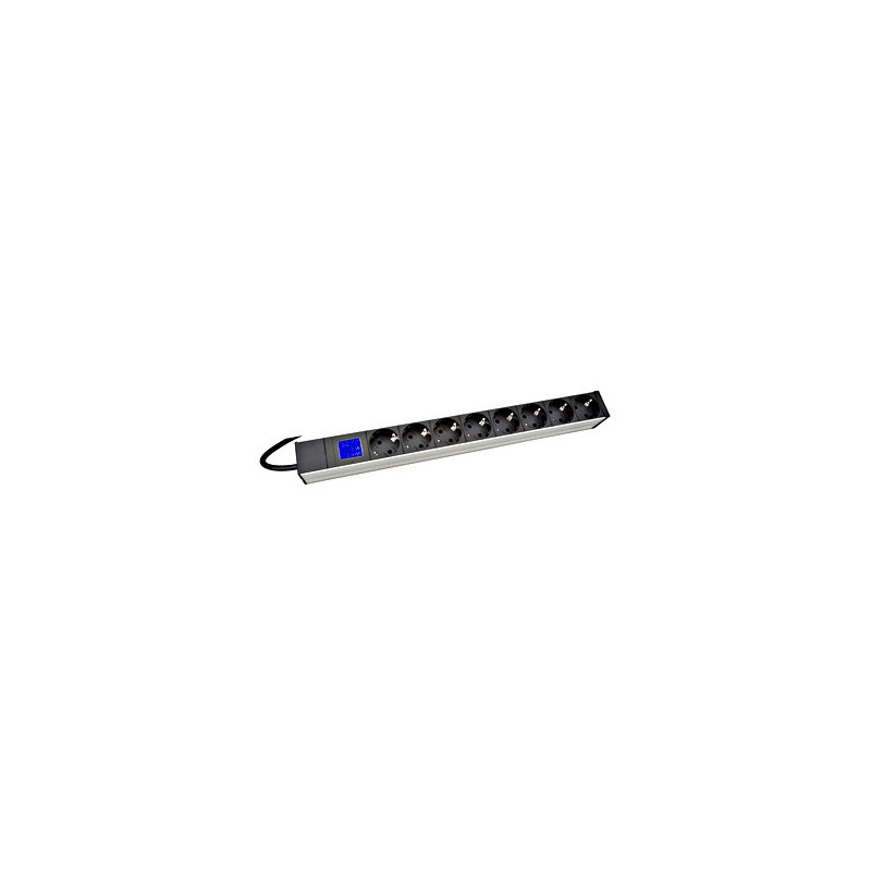 PDU IT METER, integr.merenie, 8x Schuko, Al, 19", 1U, RAL 7035