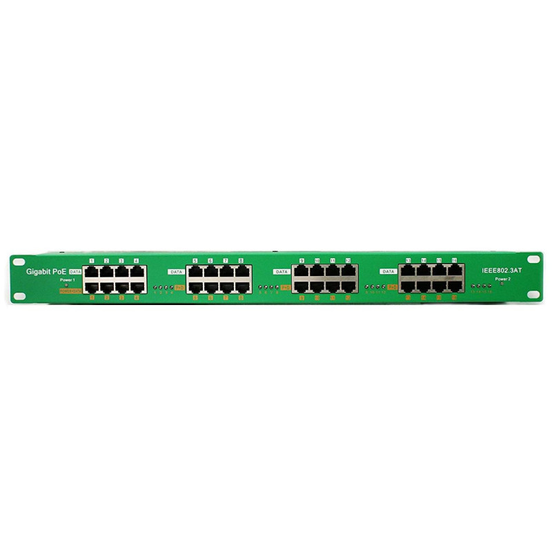 POE-PAN16-GBATF 802.3af/at gigabitový tienený 16-portový PoE panel