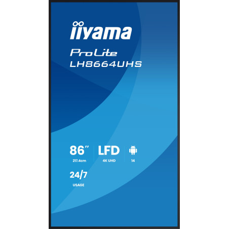 86" iiyama LH8664UHS-B3AG: IPS, 4K, ANDR 14,24/7