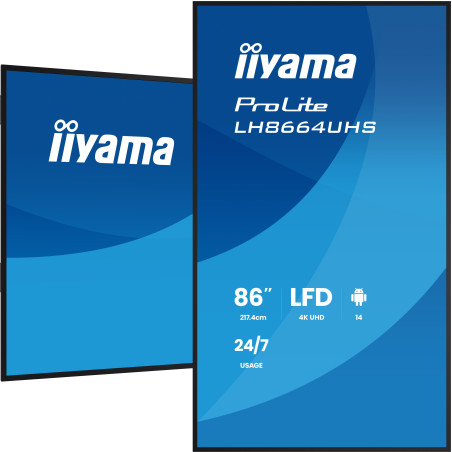 86" iiyama LH8664UHS-B3AG: IPS, 4K, ANDR 14,24/7