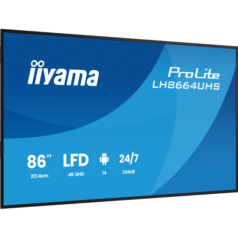 86" iiyama LH8664UHS-B3AG: IPS, 4K, ANDR 14,24/7