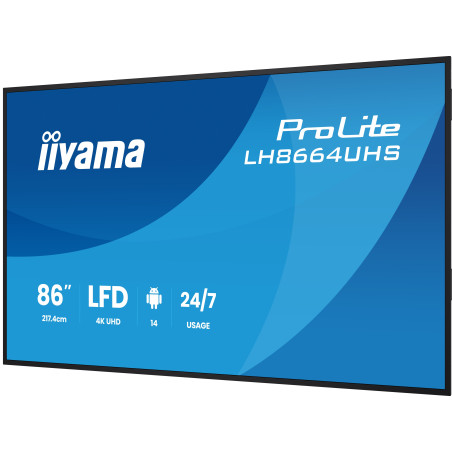 86" iiyama LH8664UHS-B3AG: IPS, 4K, ANDR 14,24/7